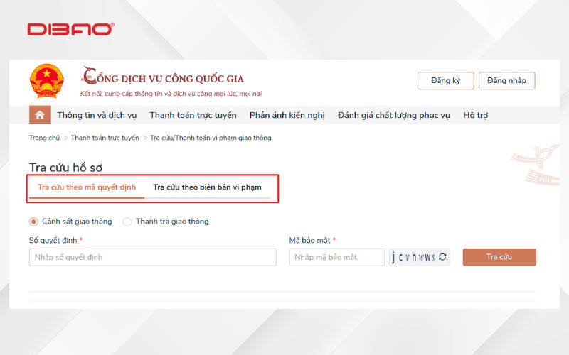 hướng dẫn nộp phạt vi phạm giao thông online